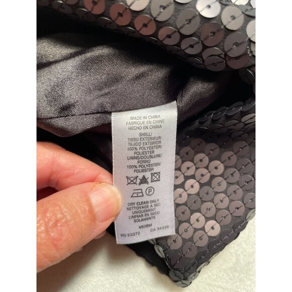 French Connection Black Sequin Blazer Jacket Womens Size 4 Y2K Whimsygoth - Picture 9 of 11